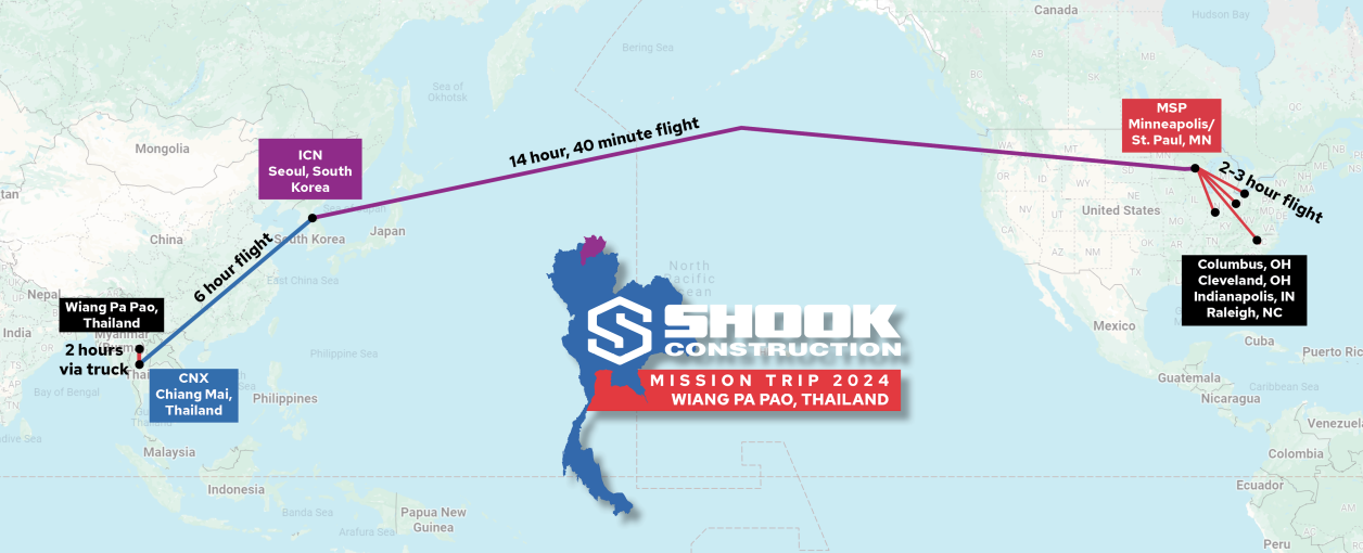 Shook Thailand Mission Trip Flight Path